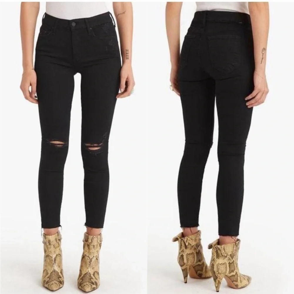 Mother Denim The Looker Ankle Fray Jeans  Guilty As Sin Distressed Ripped 29 - Picture 2 of 16